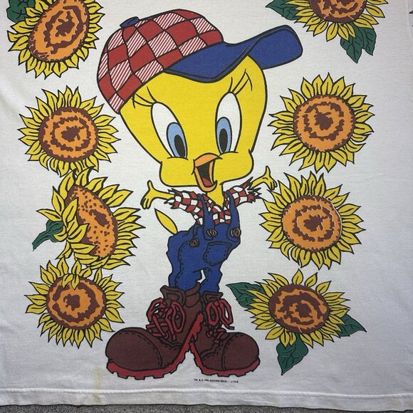 Vintage 1995 Looney Tunes Tweety Bird Sunflower Shirt Size XL - Picture 4 of 12